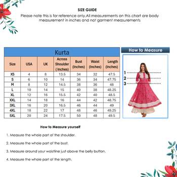 Women'S Plus Size Floral Print Anarkali Kurti (Pink) 6