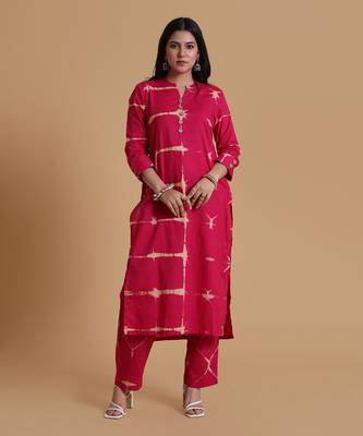 Red cotton tie dye kurta set 1