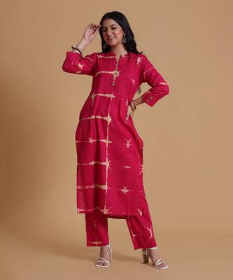 Red cotton tie dye kurta set 2
