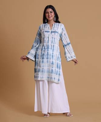 Blue cotton tie dye kurtis 1