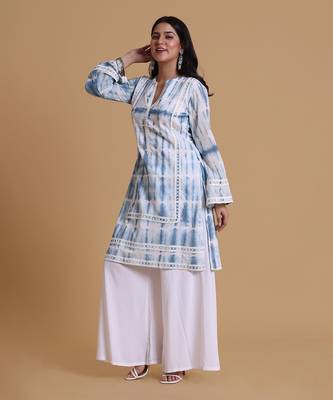 Blue cotton tie dye kurtis 2