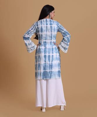 Blue cotton tie dye kurtis 4