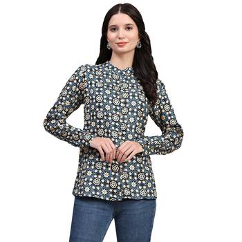 Multicolor blended cotton women shirt 1