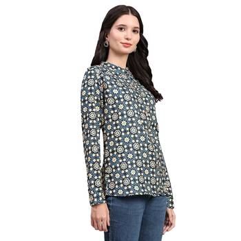 Multicolor blended cotton women shirt 2