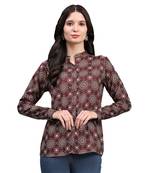 Maroon blended cotton women shirt