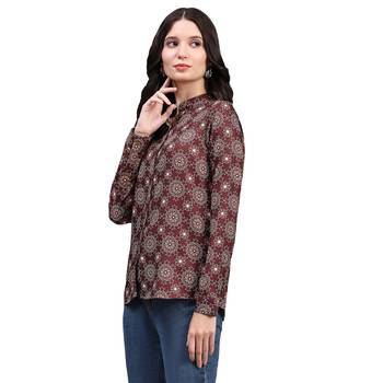 Maroon blended cotton women shirt 2