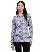 Multicolor blended cotton women shirt