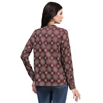 Maroon blended cotton women shirt 4