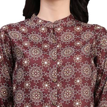 Maroon blended cotton women shirt 5