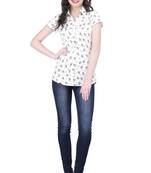 White blended cotton women shirt