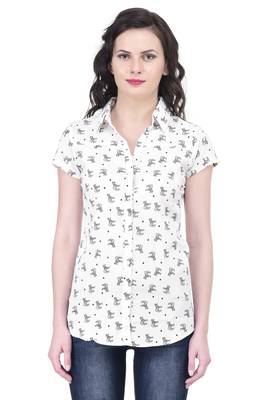 White blended cotton women shirt 2