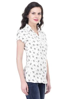 White blended cotton women shirt 3