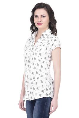 White blended cotton women shirt 4