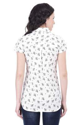 White blended cotton women shirt 5