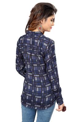 Blue blended cotton women shirt 4