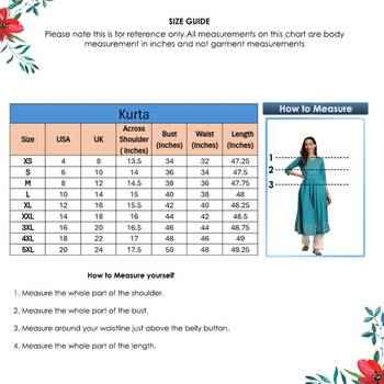 Women'S Plus Size Cotton Floral Printed Anarkali Kurta (Teal) 6