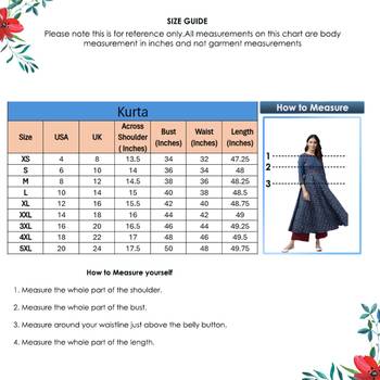 Women'S Cotton Floral Printed Pintucks Anarkali Kurta (Blue) 6