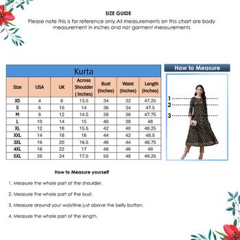 Women'S Cotton Gold Print Anarkali Kurta (Black) 6