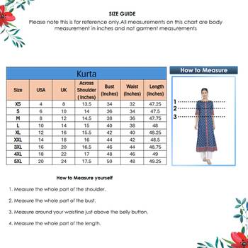 Women'S Plus Size Floral Printed Anarkali Kurti (Blue) 6