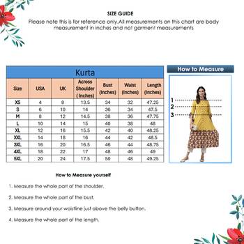 Women'S Cotton Ikat & Floral Printed Anarkali Kurta (Mustard) 6
