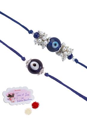 Handmade combo blue evil eye silver plated for brother bhaiya 1