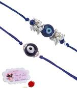 Handmade combo blue evil eye silver plated for brother bhaiya