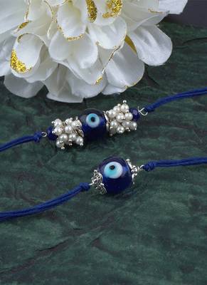 Handmade combo blue evil eye silver plated for brother bhaiya 3