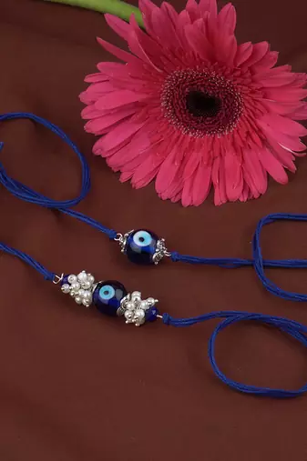 Handmade combo blue evil eye silver plated for brother bhaiya
