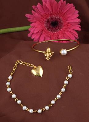 Handmade rakhi combo couple pair gold plated heart and ganesha bracelet/bangle rakhi set for bhaiya bhabhi 2