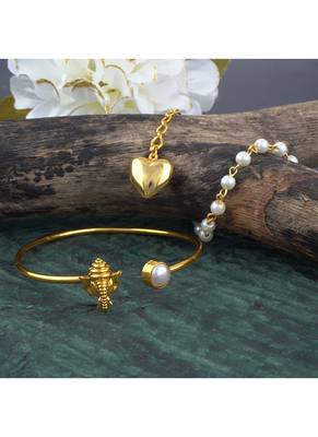 Handmade rakhi combo couple pair gold plated heart and ganesha bracelet/bangle rakhi set for bhaiya bhabhi 3