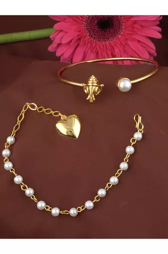 Handmade rakhi combo couple pair gold plated heart and ganesha bracelet/bangle rakhi set for bhaiya bhabhi