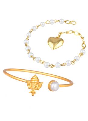 Handmade rakhi combo couple pair gold plated heart and ganesha bracelet/bangle rakhi set for bhaiya bhabhi 5