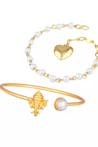 Handmade rakhi combo couple pair gold plated heart and ganesha bracelet/bangle rakhi set for bhaiya bhabhi