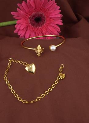 Handmade rakhi combo couple pair gold plated heart and ganesha bracelet/bangle rakhi set for bhaiya bhabhi 2