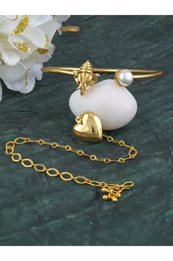 Handmade rakhi combo couple pair gold plated heart and ganesha bracelet/bangle rakhi set for bhaiya bhabhi