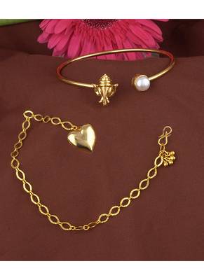 Handmade rakhi combo couple pair gold plated heart and ganesha bracelet/bangle rakhi set for bhaiya bhabhi 4