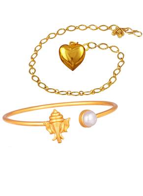 Handmade rakhi combo couple pair gold plated heart and ganesha bracelet/bangle rakhi set for bhaiya bhabhi 5