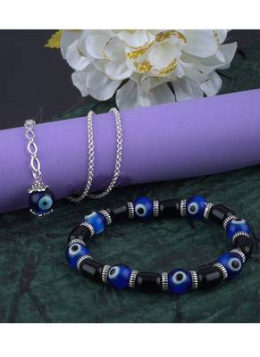 Handmade rakhi combo couple pair panch mukhi rudraksh and jhumki charm bracelet silver plated set for bhaiya bhabhi 3
