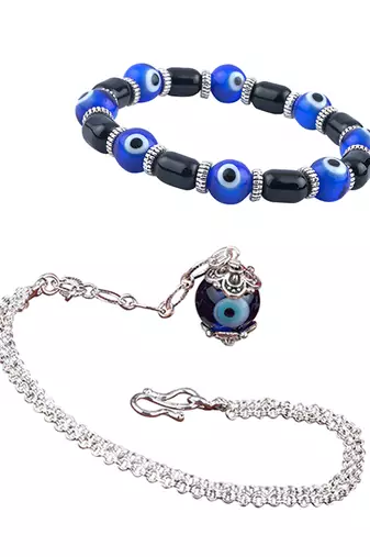 Handmade rakhi combo couple pair panch mukhi rudraksh and jhumki charm bracelet silver plated set for bhaiya bhabhi
