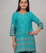 Ethnic Motifs Printed Notch Collar Kurti