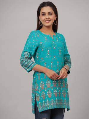Ethnic Motifs Printed Notch Collar Kurti 3