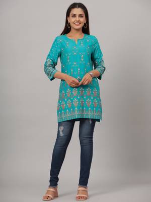 Ethnic Motifs Printed Notch Collar Kurti 4