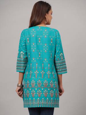 Ethnic Motifs Printed Notch Collar Kurti 5