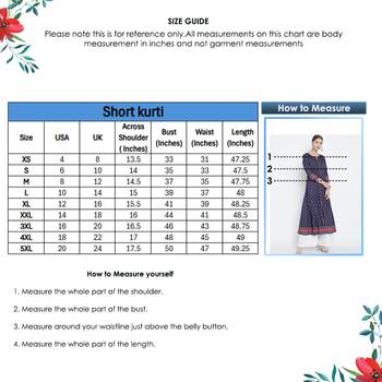Women'S Plus Size Floral Printed Anarkali Kurti (Blue) 6