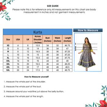 Plus Size Women'S Floral Printed Anarkali Kurti(Grey) 6