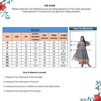 Women'S Plus Size Ikat Printed Anarkali Kurti (Grey) 6
