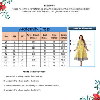 Women'S Maternity Wear Floral Printed Anarkali Dress (Yellow) 6