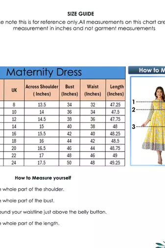 Women'S Maternity Wear Floral Printed Anarkali Dress (Yellow)