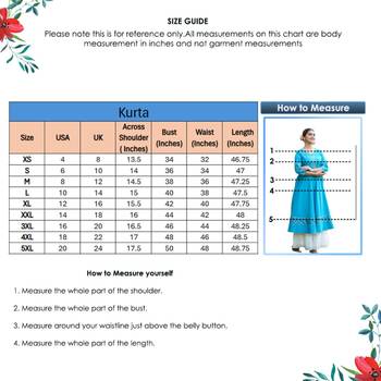 Women'S Cotton Floral Printed Anarkali Kurta (Teal) 6