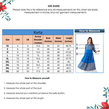 Women'S Plus Size Rayon Stripe Printed Anarkali Kurti (Blue) 6